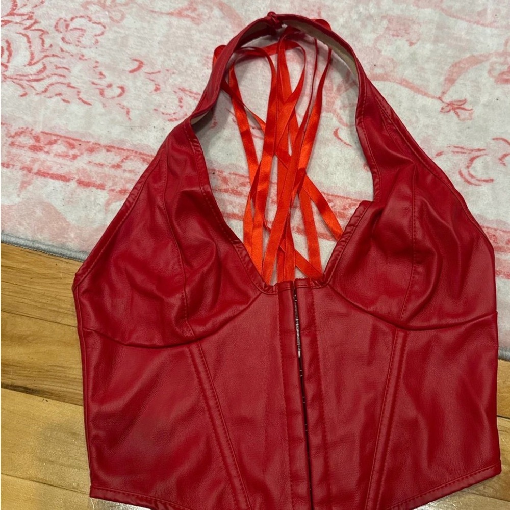 SHEIN Red Halter Crop Top